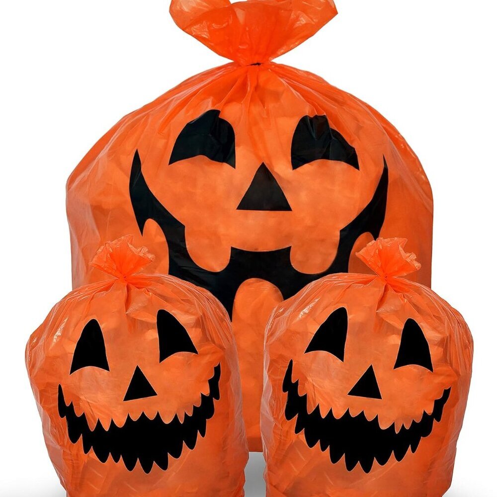 Pumpkin Leaf Bags Decorations - Jack O Lantern Outdoor Yard Fall Lawn and Leaves